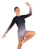 Divine LS Round Neck Dress with Open Back and Side Slits Sheer