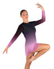 Divine LS Round Neck Dress with Open Back and Side Slits Sheer