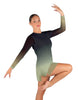 Divine LS Round Neck Dress with Open Back and Side Slits Sheer