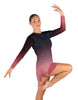 Divine LS Round Neck Dress with Open Back and Side Slits Sheer
