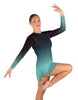 Divine LS Round Neck Dress with Open Back and Side Slits Sheer