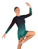 Divine LS Round Neck Dress with Open Back and Side Slits Sheer