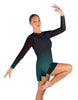 Divine LS Round Neck Dress with Open Back and Side Slits Sheer