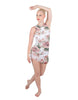 Pale Poppies Sleeveless Chiffon Rouched Dress With Leotard