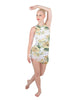 Pale Poppies Sleeveless Chiffon Rouched Dress With Leotard