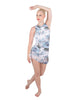 Pale Poppies Sleeveless Chiffon Rouched Dress With Leotard