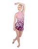 Cherry Blossom Sleeveless Chiffon Rouched Dress With Leotard