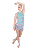 Cherry Blossom Sleeveless Chiffon Rouched Dress With Leotard