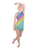 Rainbow Connection Sleeveless Chiffon Rouched Dress With Leotard