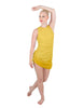 Solid Glitter Chiffon Sleeveless Rouched Dress With Leotard