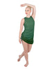 Solid Glitter Chiffon Sleeveless Rouched Dress With Leotard