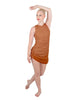 Solid Glitter Chiffon Sleeveless Rouched Dress With Leotard