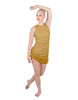 Solid Glitter Chiffon Sleeveless Rouched Dress With Leotard