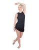 Solid Glitter Chiffon Sleeveless Rouched Dress With Leotard