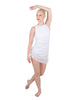 Solid Glitter Chiffon Sleeveless Rouched Dress With Leotard