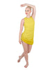 Solid Glitter Chiffon Sleeveless Rouched Dress With Leotard