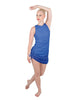 Solid Glitter Chiffon Sleeveless Rouched Dress With Leotard