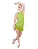 Solid Glitter Chiffon Sleeveless Rouched Dress With Leotard