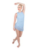 Solid Glitter Chiffon Sleeveless Rouched Dress With Leotard