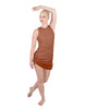 Solid Glitter Chiffon Sleeveless Rouched Dress With Leotard