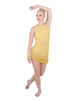 Solid Glitter Chiffon Sleeveless Rouched Dress With Leotard