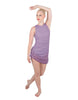 Solid Glitter Chiffon Sleeveless Rouched Dress With Leotard