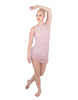 Solid Glitter Chiffon Sleeveless Rouched Dress With Leotard