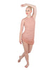 Solid Glitter Chiffon Sleeveless Rouched Dress With Leotard