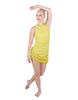 Solid Glitter Chiffon Sleeveless Rouched Dress With Leotard