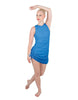 Solid Glitter Chiffon Sleeveless Rouched Dress With Leotard