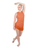 Solid Glitter Chiffon Sleeveless Rouched Dress With Leotard