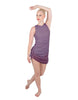 Solid Glitter Chiffon Sleeveless Rouched Dress With Leotard