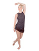 Solid Glitter Chiffon Sleeveless Rouched Dress With Leotard