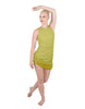 Solid Glitter Chiffon Sleeveless Rouched Dress With Leotard