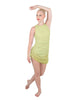 Solid Glitter Chiffon Sleeveless Rouched Dress With Leotard