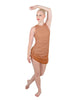 Solid Glitter Chiffon Sleeveless Rouched Dress With Leotard