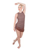 Solid Glitter Chiffon Sleeveless Rouched Dress With Leotard