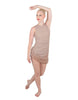 Solid Glitter Chiffon Sleeveless Rouched Dress With Leotard