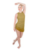Solid Glitter Chiffon Sleeveless Rouched Dress With Leotard