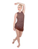 Solid Glitter Chiffon Sleeveless Rouched Dress With Leotard