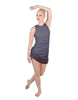 Solid Glitter Chiffon Sleeveless Rouched Dress With Leotard