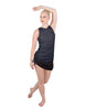 Solid Glitter Chiffon Sleeveless Rouched Dress With Leotard