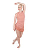 Solid Glitter Chiffon Sleeveless Rouched Dress With Leotard