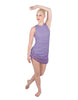 Solid Glitter Chiffon Sleeveless Rouched Dress With Leotard