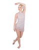 Solid Glitter Chiffon Sleeveless Rouched Dress With Leotard