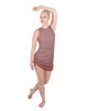 Solid Glitter Chiffon Sleeveless Rouched Dress With Leotard