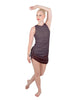 Solid Glitter Chiffon Sleeveless Rouched Dress With Leotard