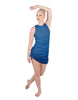Solid Glitter Chiffon Sleeveless Rouched Dress With Leotard