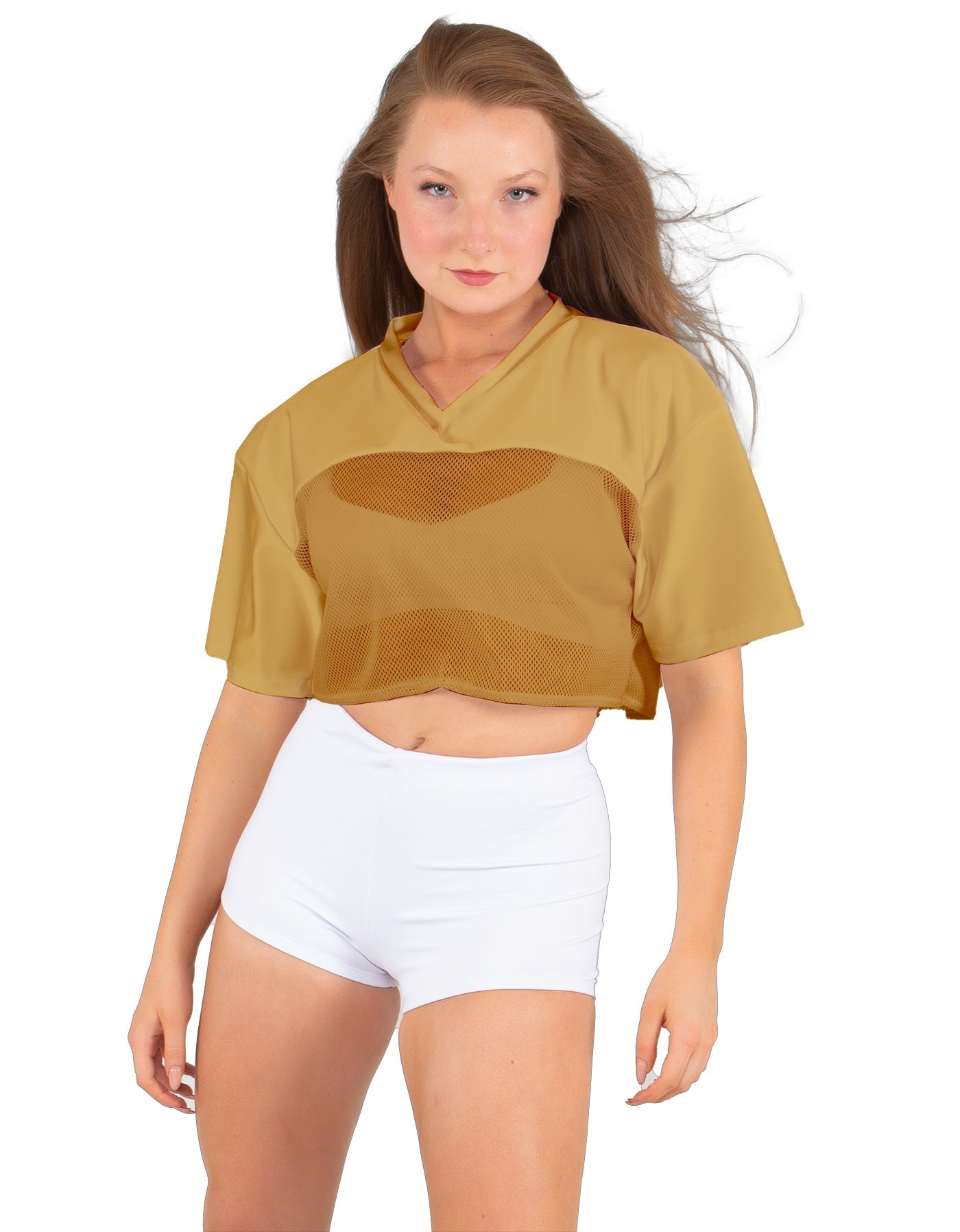 Lycra and Sport Mesh Squad Goal Yoke Tee