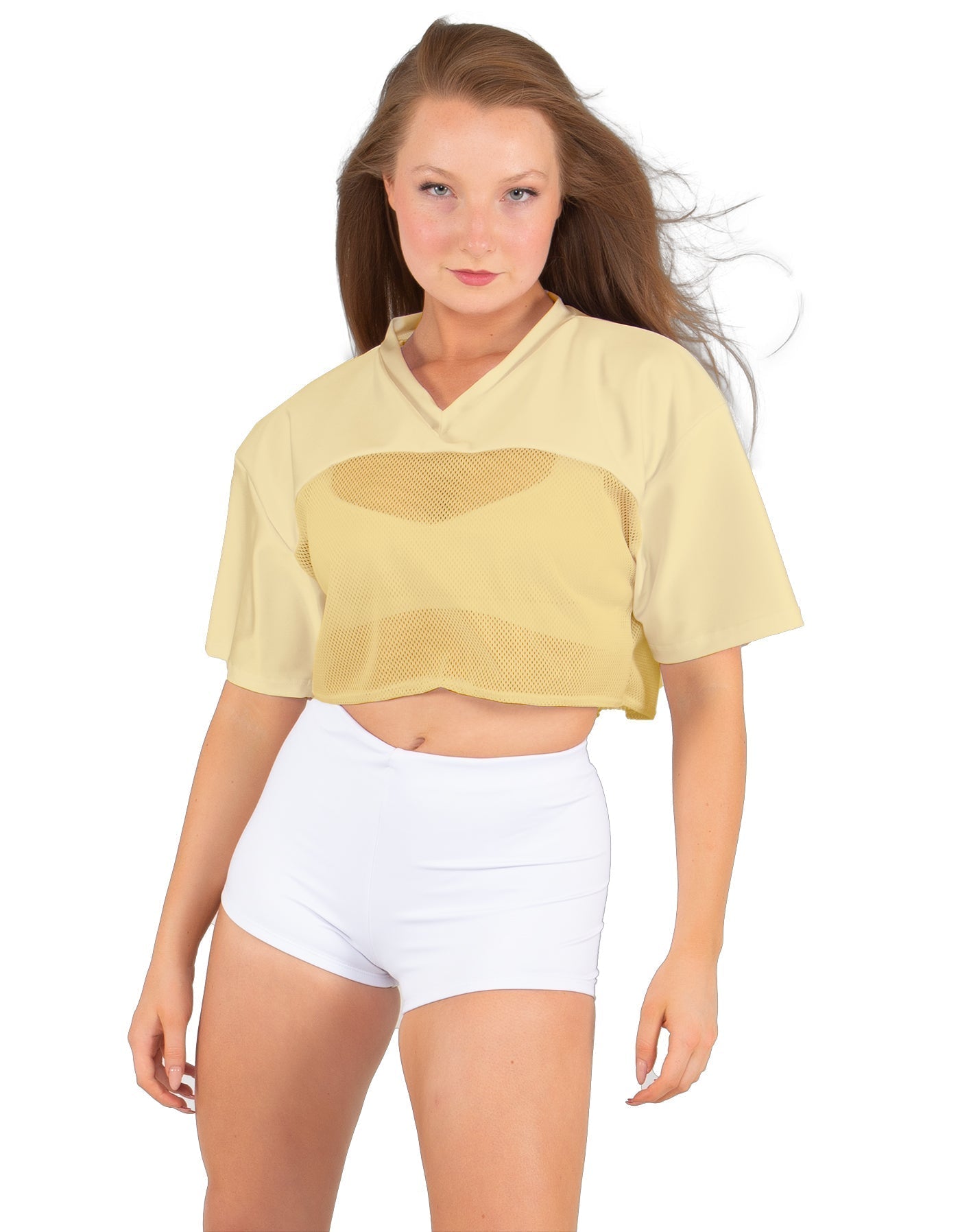 Lycra and Sport Mesh Squad Goal Yoke Tee